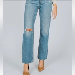 Rag & Bone Jeans Women's Size 25 Alex High-Rise Straight Delavan w Holes